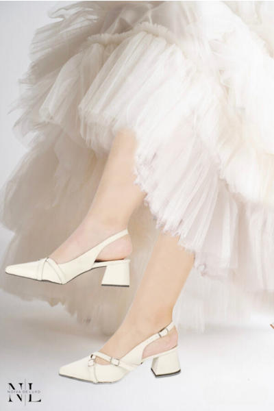 Scarpin Slingback Branco para Noiva-Shophia
