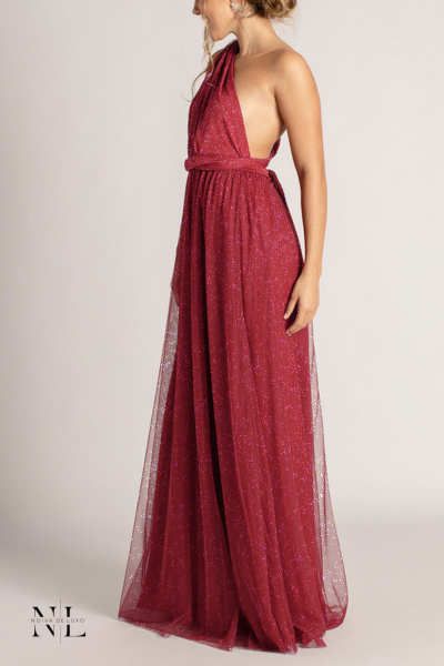 Vestido de Tule Marsalacom Brilho Multiformas- infinity