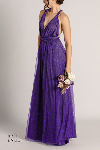 Vestido de Tule Violeta com Brilho Multiformas- infinity