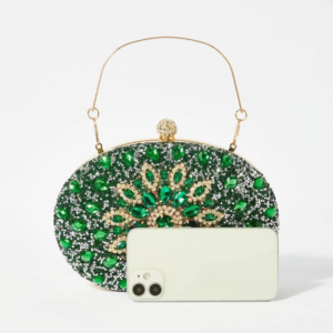 Bolsa Clutch texturizada Lillian- Verde Esmeralda