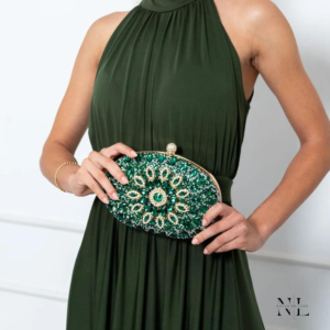 Bolsa Clutch texturizada Lillian- Verde Esmeralda